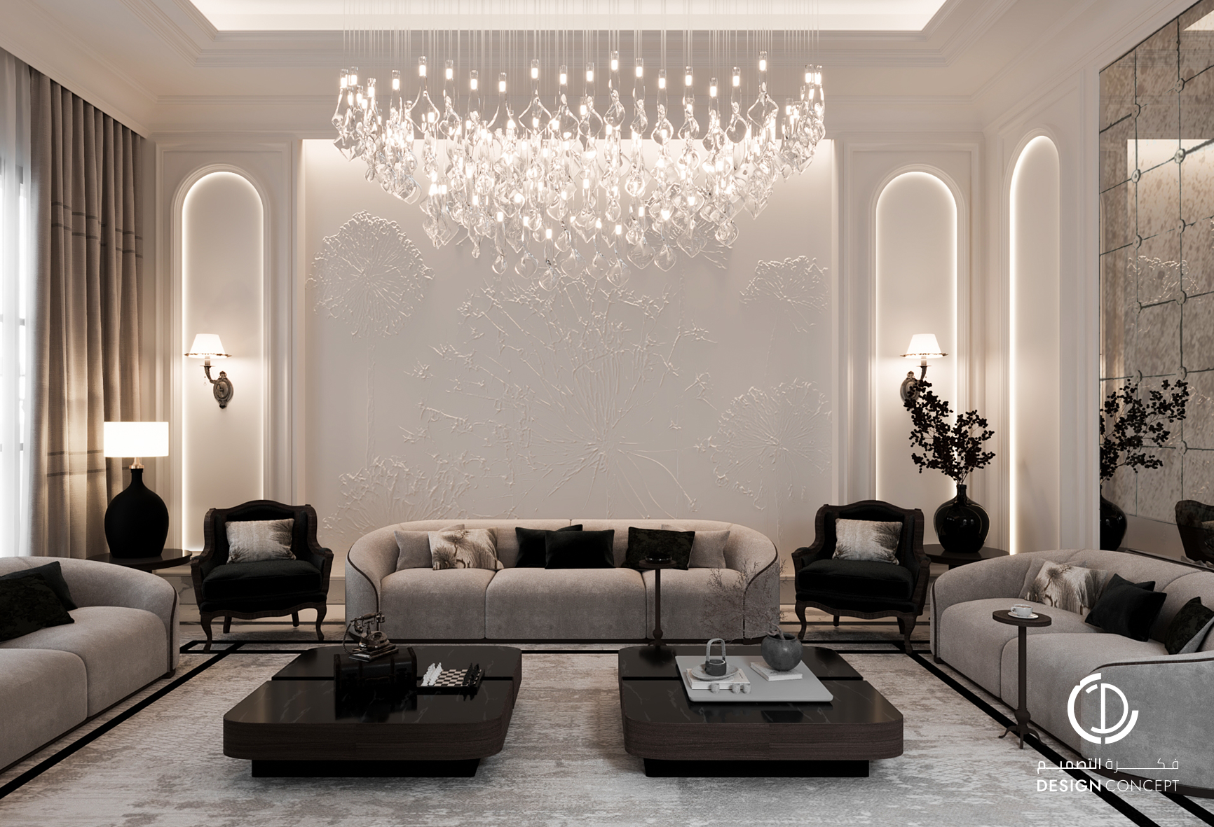 تصميم داخلي سكني - فكرة التصميم