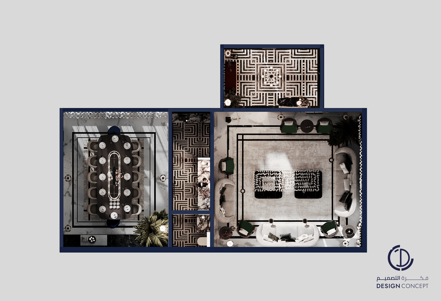 تصميم معماري داخلي سكني - فكرة التصميم