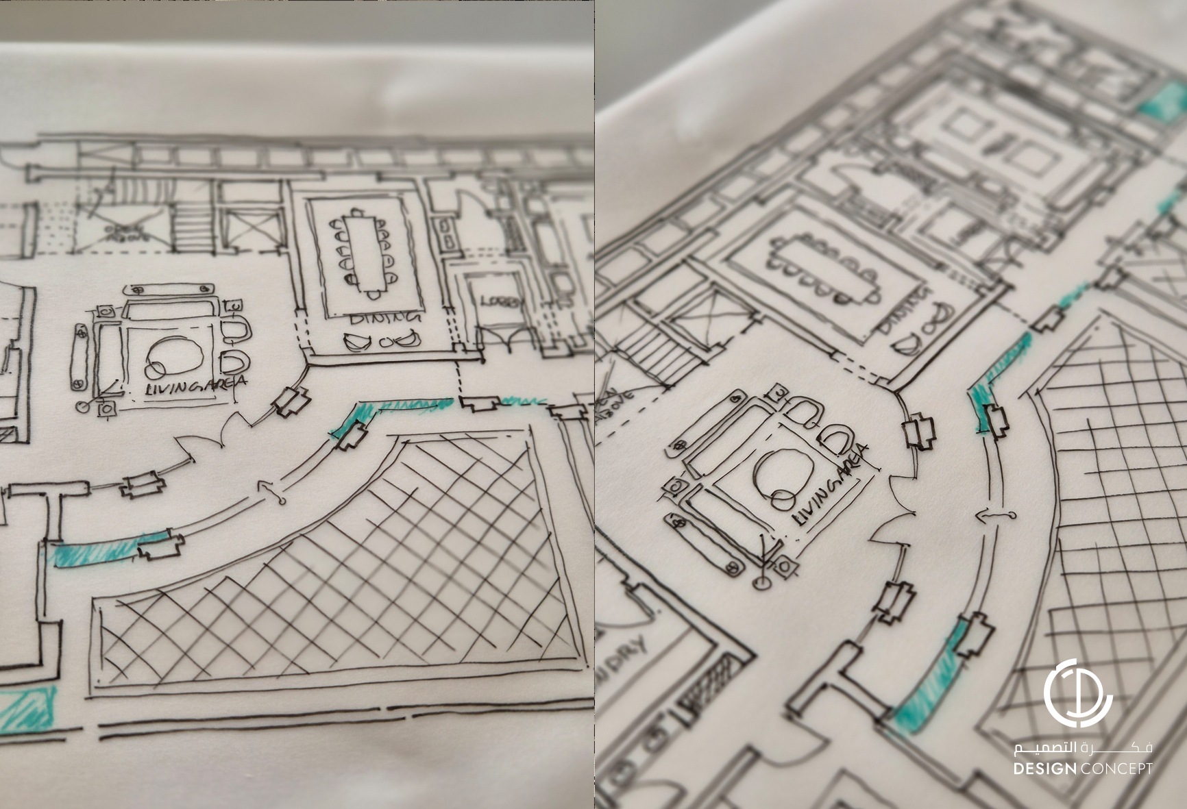 فيلا خاصة - رسومات للتوزيع الداخلي - شركة فكرة التصميم