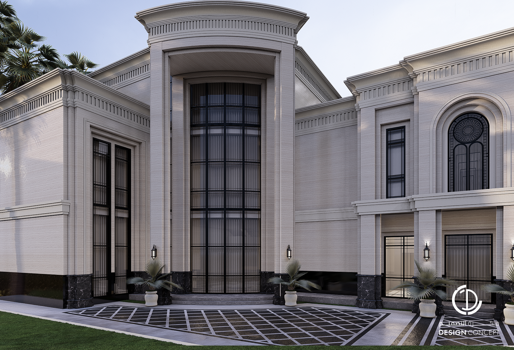 فيلا خاصة - تصميم الواجهة الخارجية - لقطة صباحية - شركة فكرة التصميم