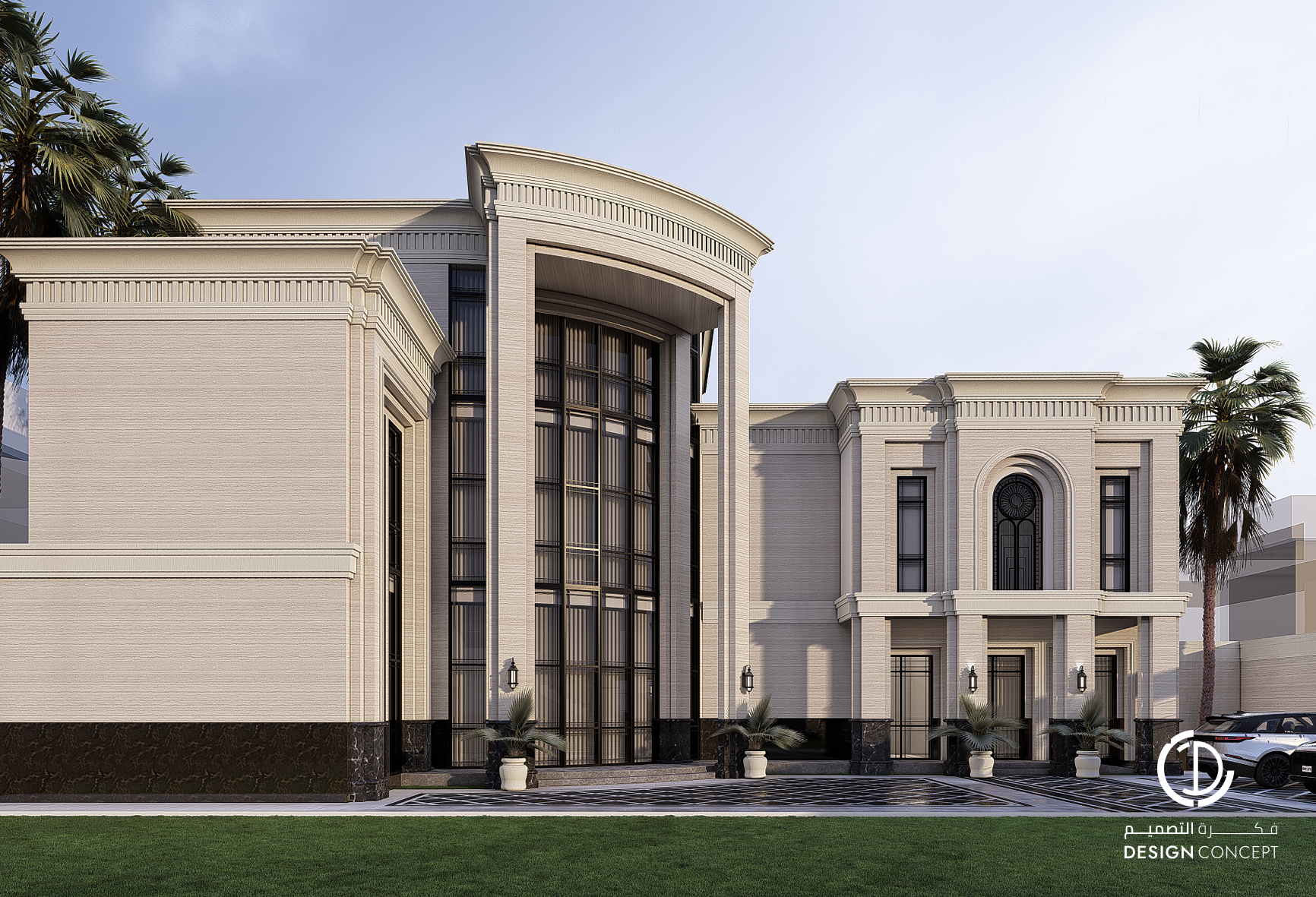 فيلا خاصة - تصميم الواجهة الخارجية - لقطة صباحية - شركة فكرة التصميم
