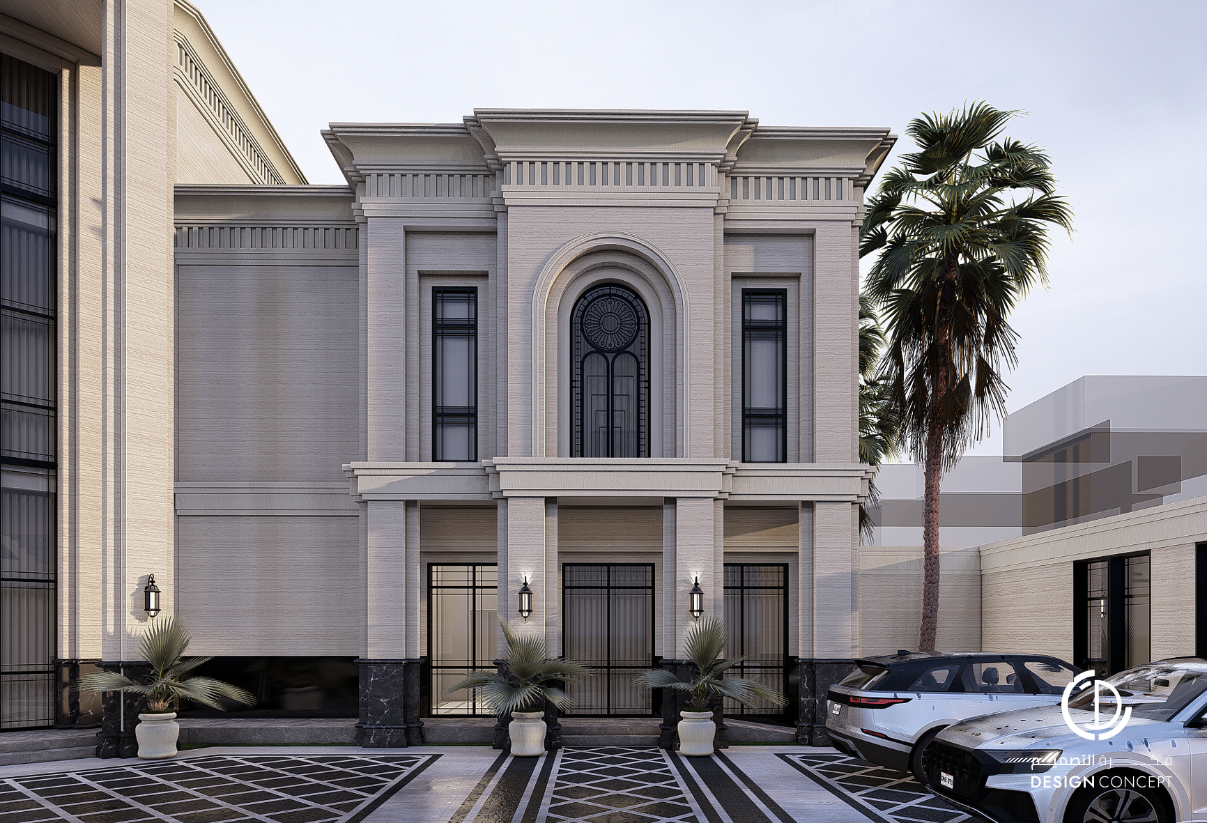 فيلا خاصة - تصميم الواجهة الخارجية - لقطة صباحية - شركة فكرة التصميم