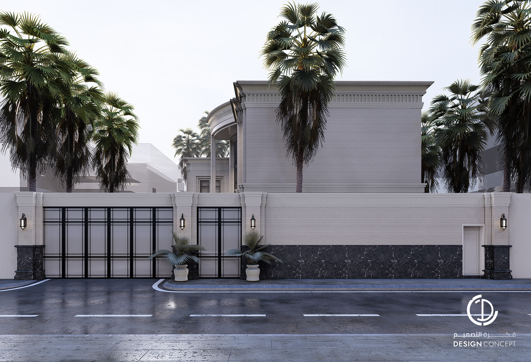 فيلا خاصة - تصميم الواجهة الخارجية - لقطة صباحية - شركة فكرة التصميم