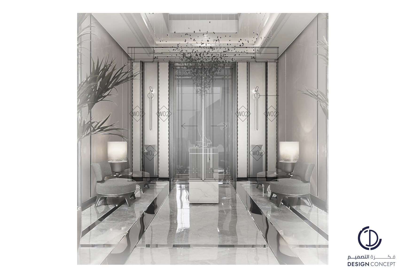 تفاصيل المدخل - فيلا خاصة - شركة فكرة التصميم