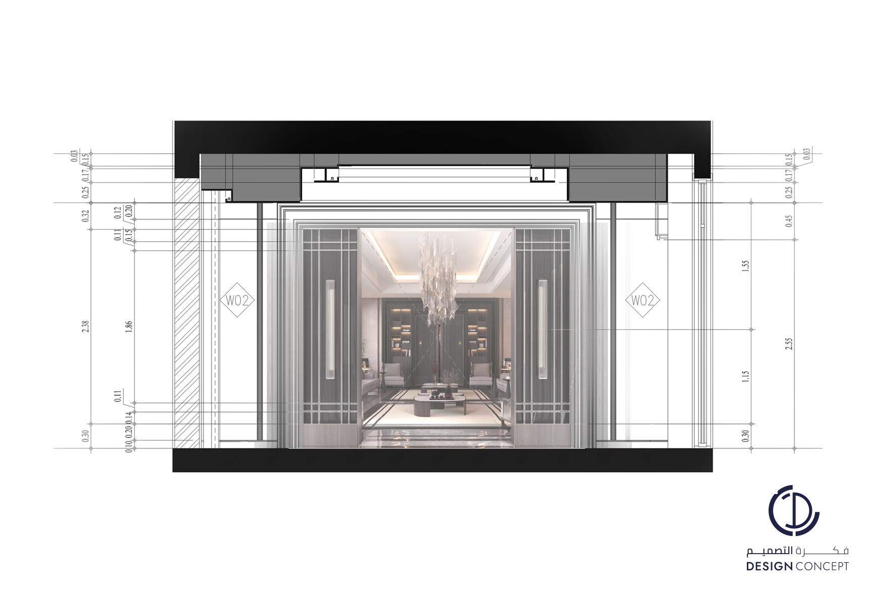 تفاصيل باب المجلس - فيلا خاصة - شركة فكرة التصميم