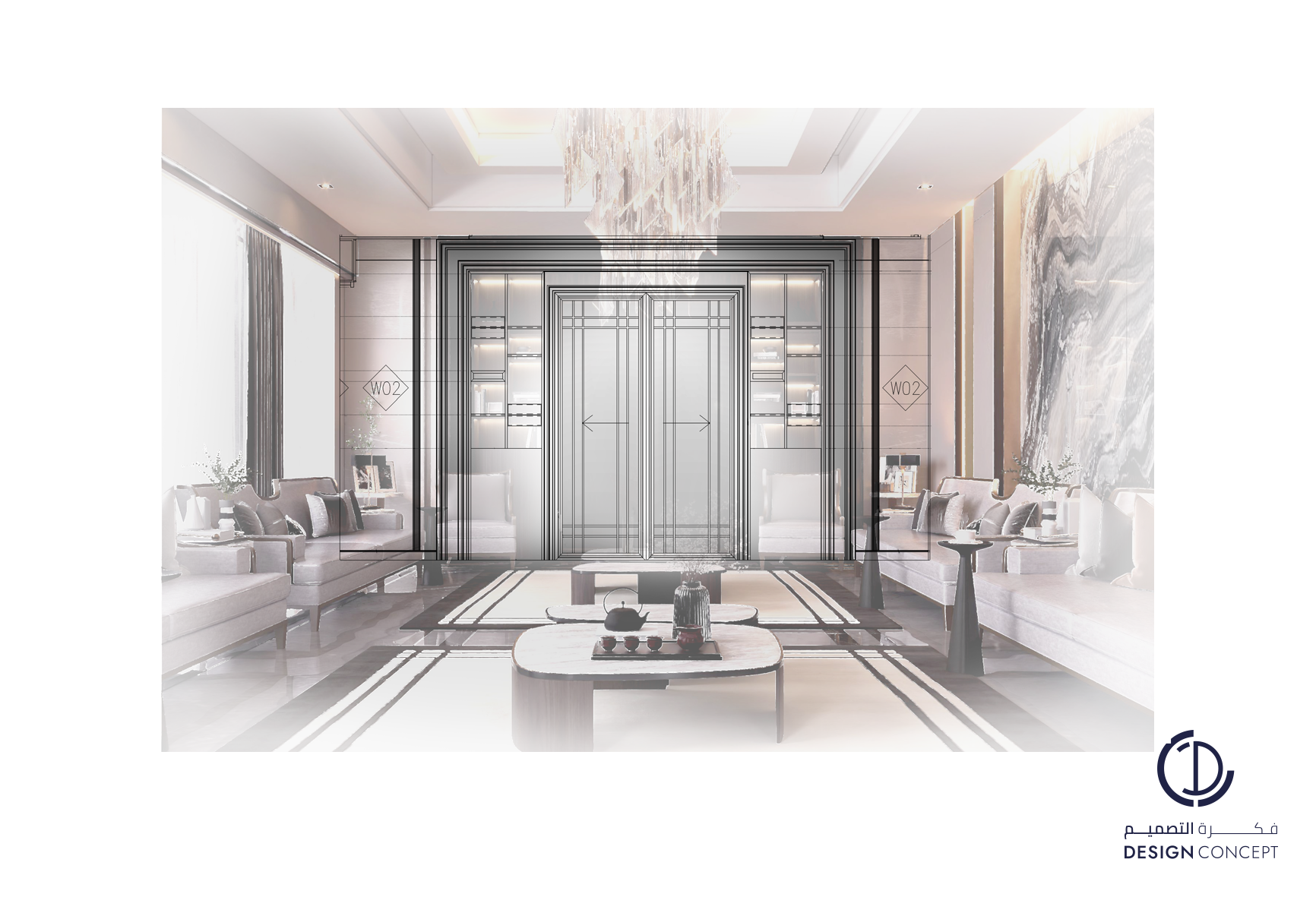 تفاصيل المجلس - فيلا خاصة - شركة فكرة التصميم