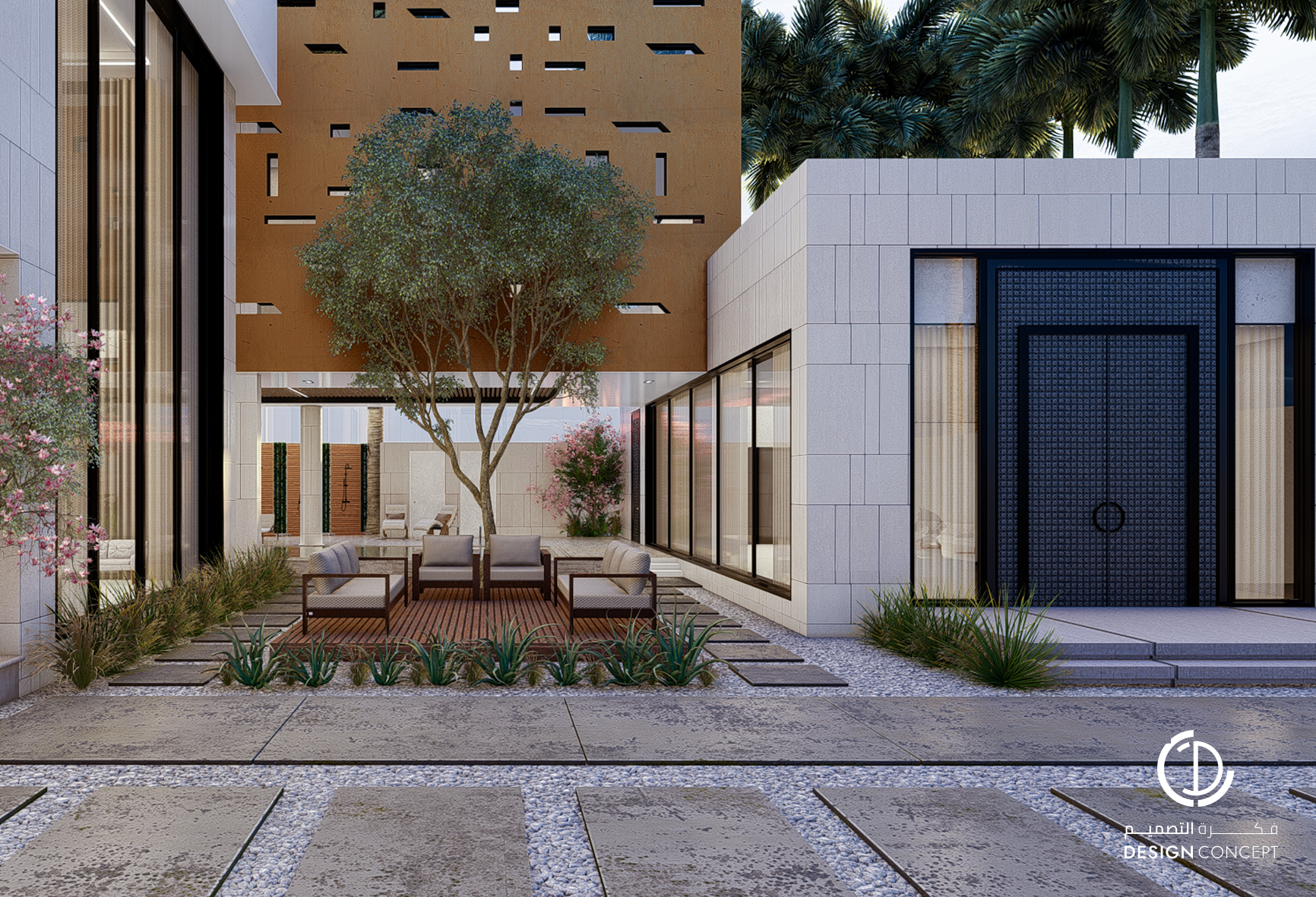 تصميم الجلسة الخارجية - فيلا خاصة - شركة فكرة التصميم